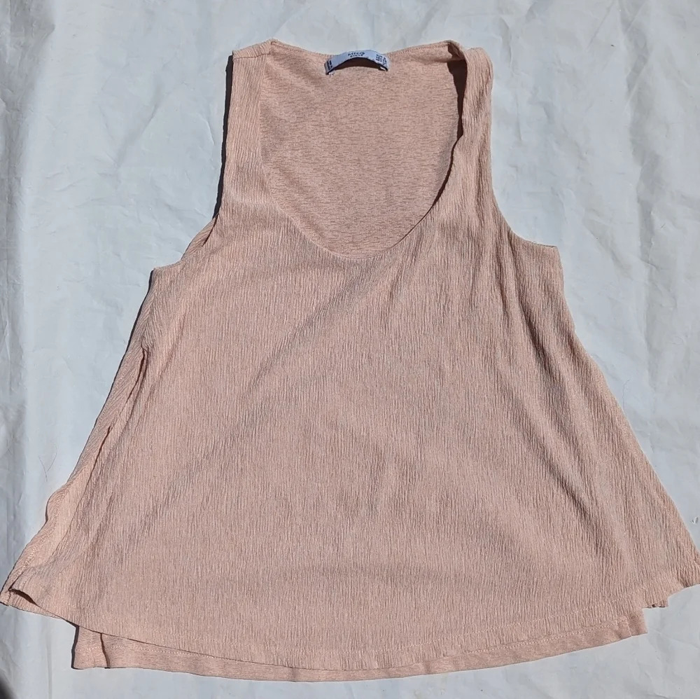 Mango MNG Basics Champagne Pink Sleeveless Flowy Tank Top - XS Barbie
